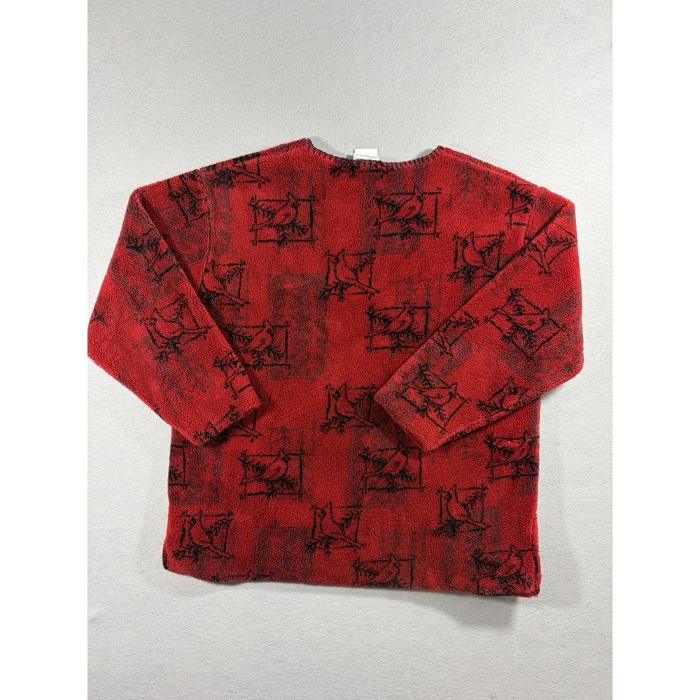 Vtg Artisans Sunschein Designs Cardinal Sweater Birds Red Black Made in USA - Picture 7 of 7
